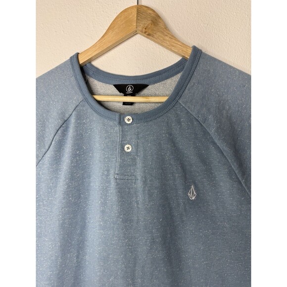 Volcom Love Sleeve Shirt Henley Flecked Blue Pullover Mens Size Large L - NWT - Picture 7 of 14